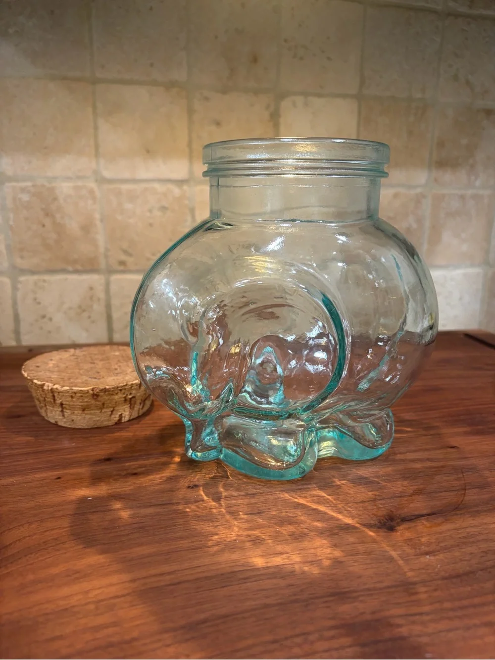 Glass Elephant Jar with Cork Lid
